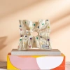 Colorful polka dot square fabric large intestine hair band, square scarf and hair accessory details Picture